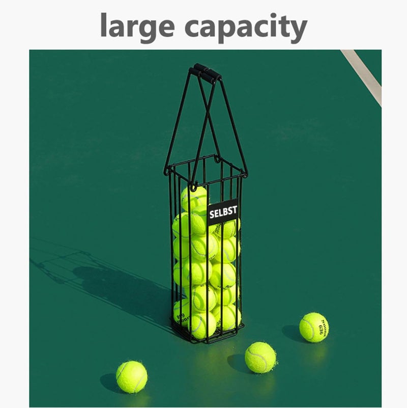 Selbst Tennis Ball Hopper, Portable Basket Pickleball Collector with Tennis Balls 12PCS - Large Capacity Carrier Picker Upper Caddy - Image 2
